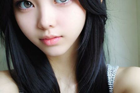 AI girl with black hair wallpaper