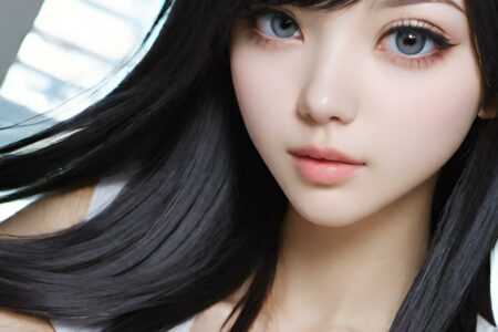 AI girl with black hair wallpaper