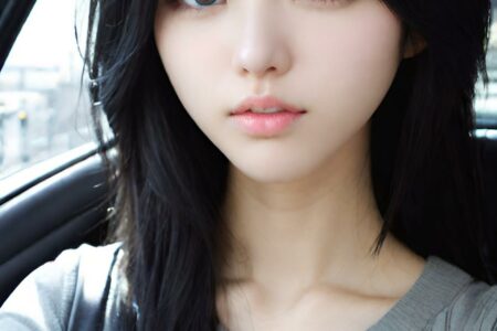 AI girl with black hair wallpaper