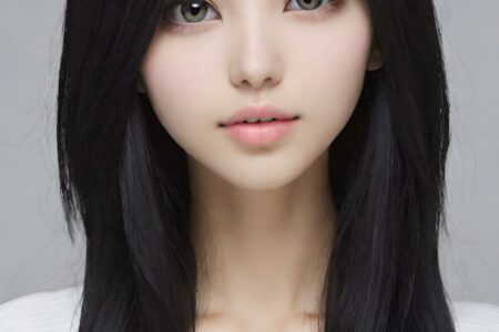 AI girl with black hair wallpaper