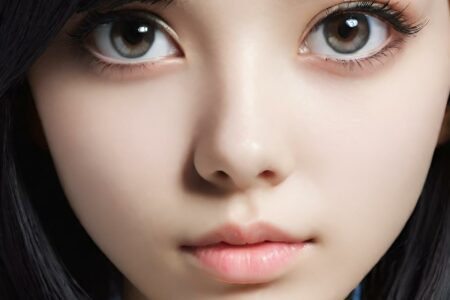 AI girl with black hair wallpaper