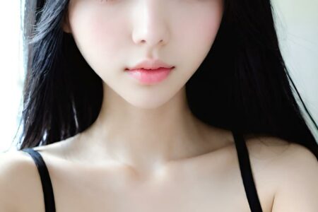 AI girl with black hair wallpaper