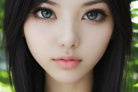 AI girl with black hair wallpaper
