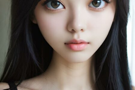 AI girl with black hair wallpaper