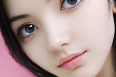 AI girl with black hair wallpaper