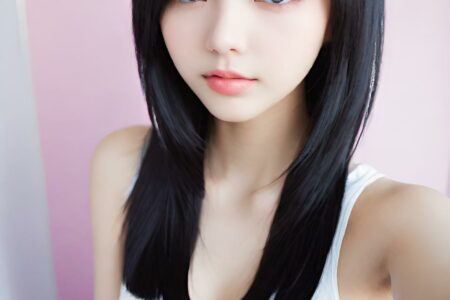 AI girl with black hair wallpaper