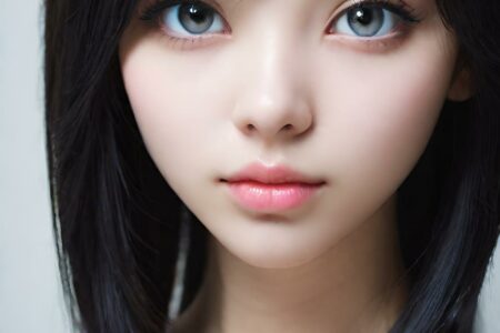AI girl with black hair wallpaper