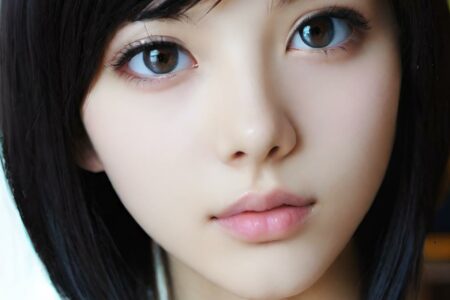 AI girl with black hair wallpaper