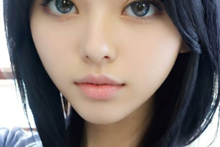 AI girl with black hair wallpaper