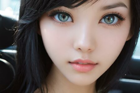 AI girl with black hair wallpaper