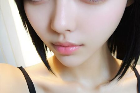 AI girl with black hair wallpaper