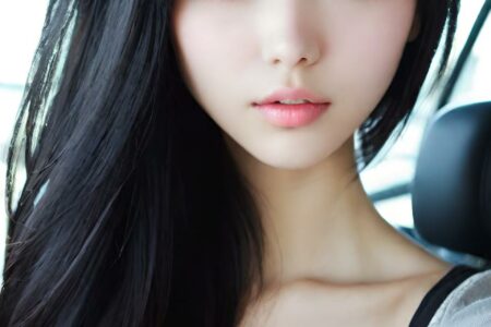 AI girl with black hair wallpaper