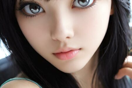 AI girl with black hair wallpaper