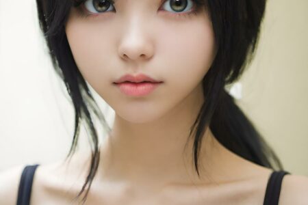 AI girl with black hair wallpaper