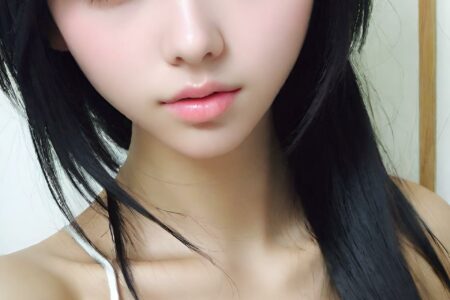AI girl with black hair wallpaper