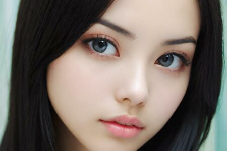 AI girl with black hair wallpaper