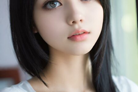 AI girl with black hair wallpaper