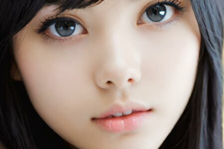 AI girl with black hair wallpaper