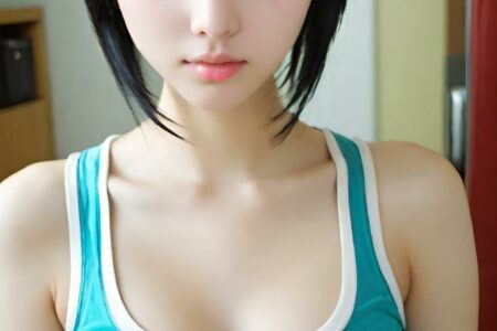 AI girl with black hair wallpaper