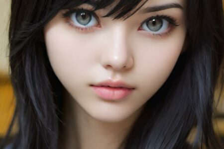 AI girl with black hair wallpaper