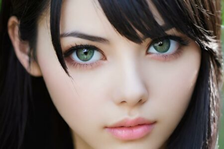 AI girl with black hair wallpaper