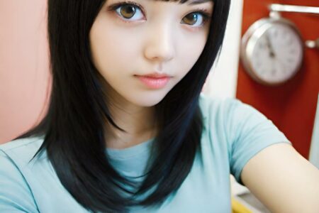 AI girl with black hair wallpaper