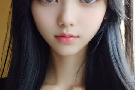 AI girl with black hair wallpaper