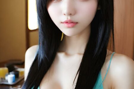 AI girl with black hair wallpaper
