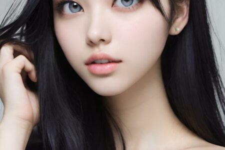 AI girl with black hair wallpaper