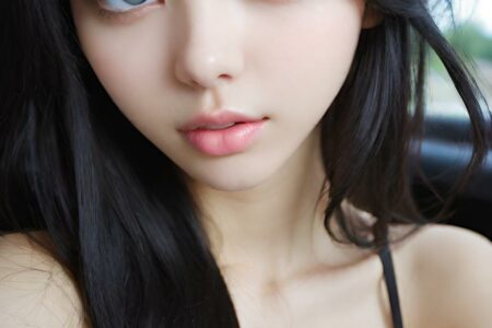 AI girl with black hair wallpaper