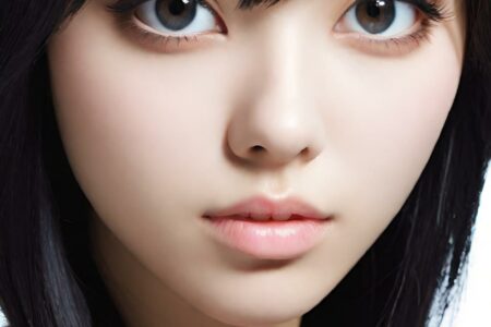 AI girl with black hair wallpaper