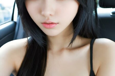AI girl with black hair wallpaper
