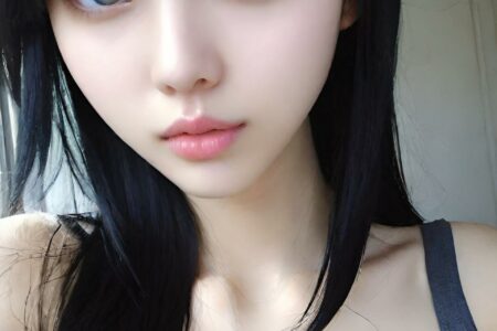 AI girl with black hair wallpaper