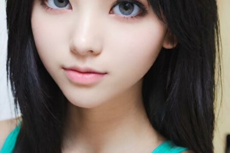 AI girl with black hair wallpaper