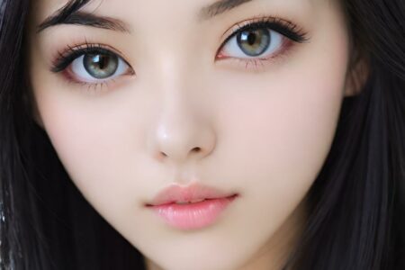 AI girl with black hair wallpaper
