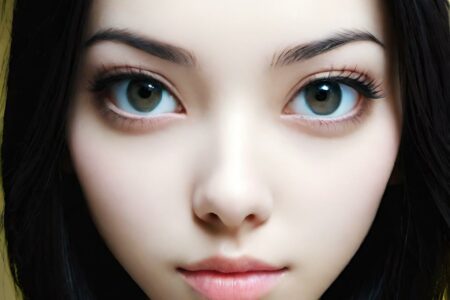 AI girl with black hair wallpaper