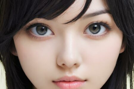AI girl with black hair wallpaper
