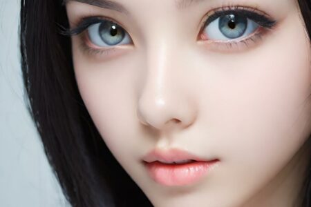 AI girl with black hair wallpaper