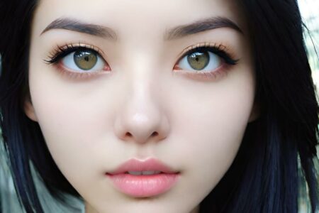 AI girl with black hair wallpaper