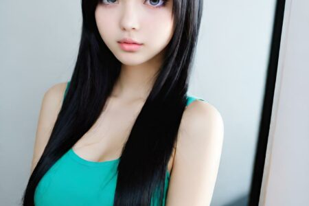 AI girl with black hair wallpaper