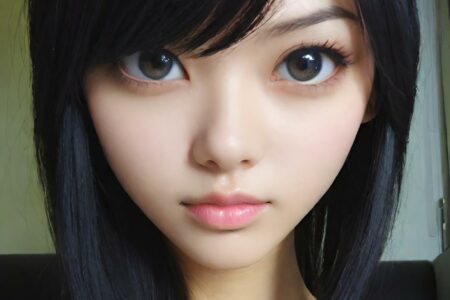 AI girl with black hair wallpaper
