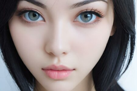 AI girl with black hair wallpaper