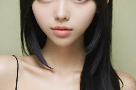 AI girl with black hair wallpaper
