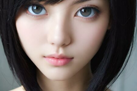 AI girl with black hair wallpaper