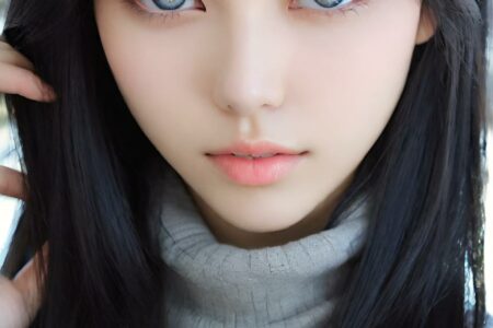 AI girl with black hair wallpaper