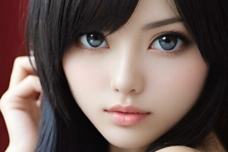 AI girl with black hair wallpaper