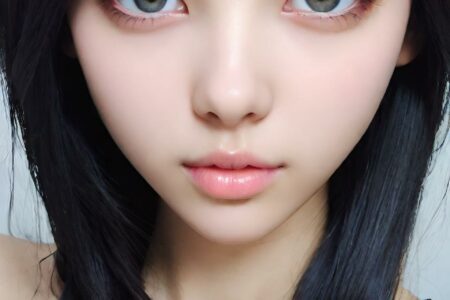 AI girl with black hair wallpaper