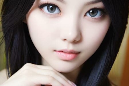 AI girl with black hair wallpaper
