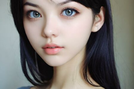 AI girl with black hair wallpaper