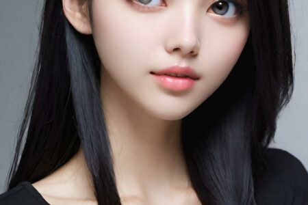 AI girl with black hair wallpaper